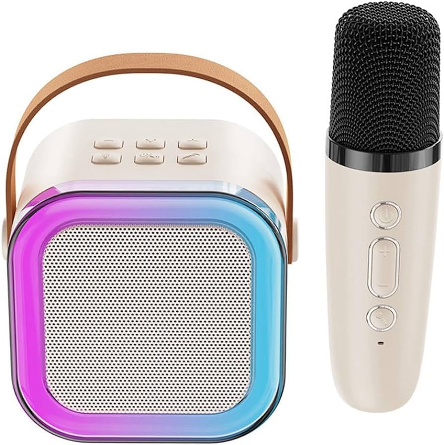 K12 Mini-haut-parleur portable karaoké Bluetooth microphone double audio intégré Microphone Home Karaoke sans fil Bluetooth Haut-parleur