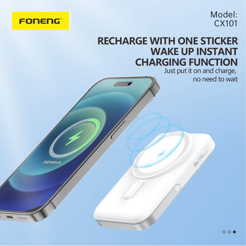 Power Bank FONENG10000 MAh Magnetic Wireless – CX101 – Noir /blanc